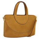 BVLGARI Hand Bag Suede 2way Brown Gold Tone Auth BA14955-1