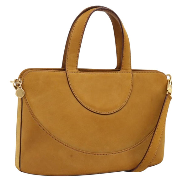 BVLGARI Hand Bag Suede 2way Brown Gold Tone Auth BA14955