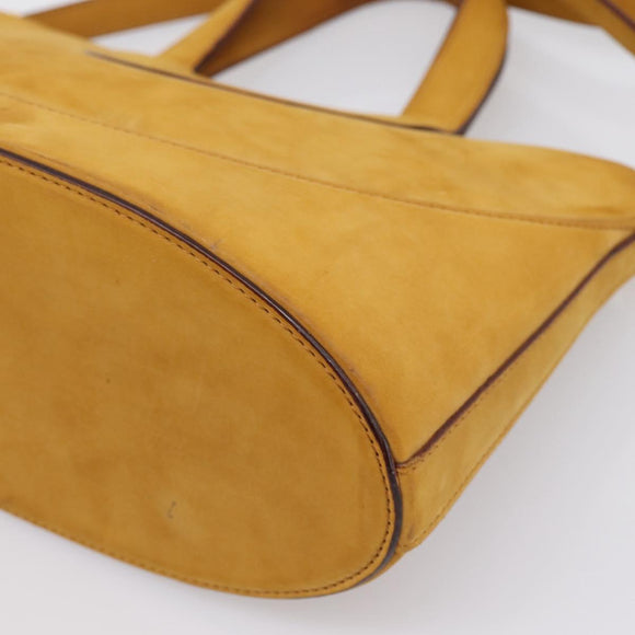 BVLGARI Hand Bag Suede 2way Brown Gold Tone Auth BA14955