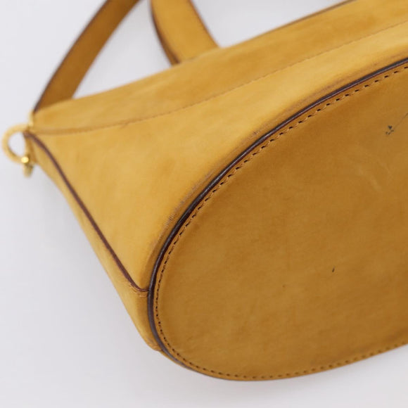 BVLGARI Hand Bag Suede 2way Brown Gold Tone Auth BA14955