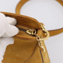 BVLGARI Hand Bag Suede 2way Brown Gold Tone Auth BA14955-10
