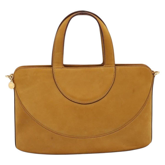 BVLGARI Hand Bag Suede 2way Brown Gold Tone Auth BA14955