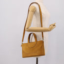 BVLGARI Hand Bag Suede 2way Brown Gold Tone Auth BA14955-25