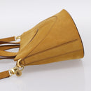 BVLGARI Hand Bag Suede 2way Brown Gold Tone Auth BA14955-3
