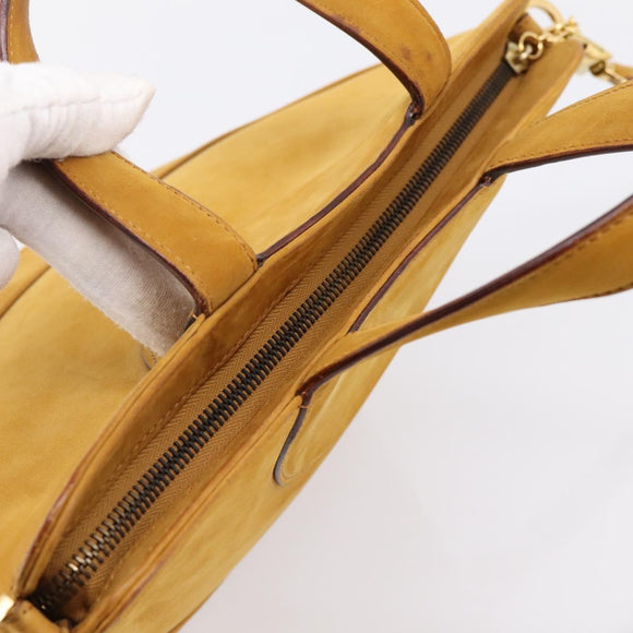 BVLGARI Hand Bag Suede 2way Brown Gold Tone Auth BA14955