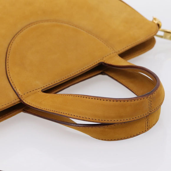 BVLGARI Hand Bag Suede 2way Brown Gold Tone Auth BA14955