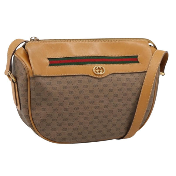 GUCCI Micro GG Web Sherry Line Shoulder Bag PVC Beige 001 104 0918 Auth BA14963