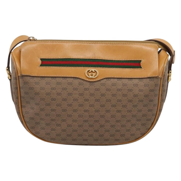 GUCCI Micro GG Web Sherry Line Shoulder Bag PVC Beige 001 104 0918 Auth BA14963