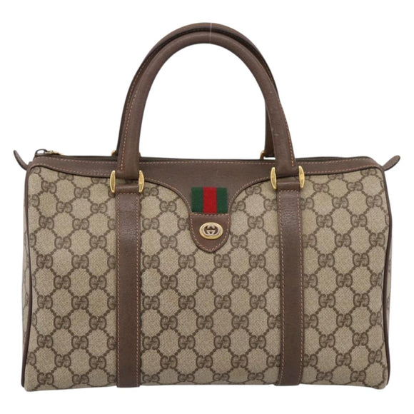 GUCCI GG Supreme Web Sherry Line Hand Bag PVC Beige Gold 40 02 007 Auth BA14964