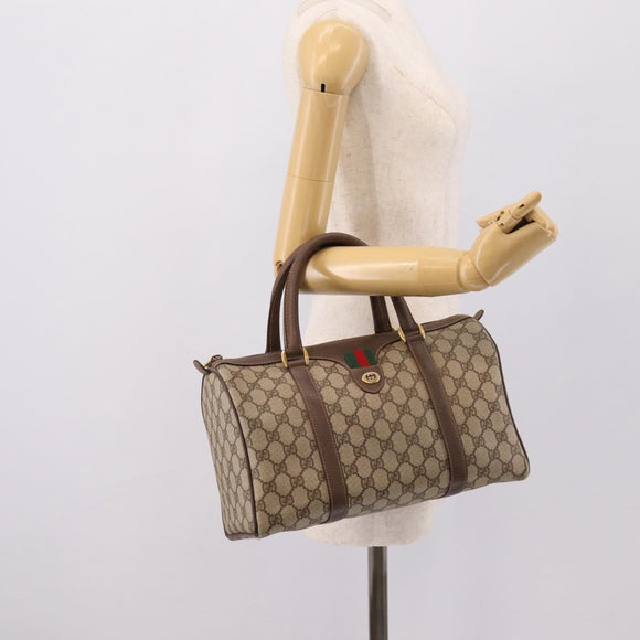 GUCCI GG Supreme Web Sherry Line Hand Bag PVC Beige Gold 40 02 007 Auth BA14964