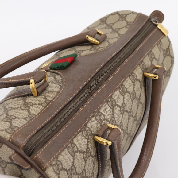 GUCCI GG Supreme Web Sherry Line Hand Bag PVC Beige Gold 40 02 007 Auth BA14964