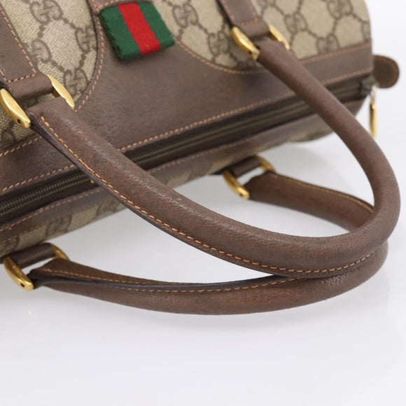 GUCCI GG Supreme Web Sherry Line Hand Bag PVC Beige Gold 40 02 007 Auth BA14964