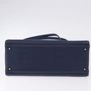 VALENTINO Shoulder Bag Leather Navy Gold Tone Auth BA14965-6