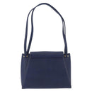 VALENTINO Shoulder Bag Leather Navy Gold Tone Auth BA14965-2