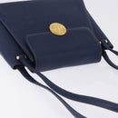 VALENTINO Shoulder Bag Leather Navy Gold Tone Auth BA14965-7