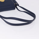 VALENTINO Shoulder Bag Leather Navy Gold Tone Auth BA14965-8