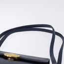 VALENTINO Shoulder Bag Leather Navy Gold Tone Auth BA14965-9
