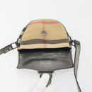 BURBERRY Nova Check Shoulder Bag Canvas Beige Silver Auth BA14969-16