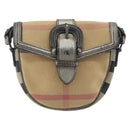 BURBERRY Nova Check Shoulder Bag Canvas Beige Silver Auth BA14969-2