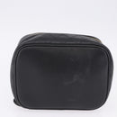 CHANEL Bicolore Cosmetic Pouch Leather Black Gold Tone CC Auth BA14972-5