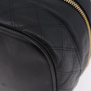 CHANEL Bicolore Cosmetic Pouch Leather Black Gold Tone CC Auth BA14972-15