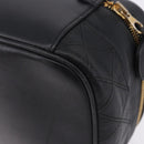 CHANEL Bicolore Cosmetic Pouch Leather Black Gold Tone CC Auth BA14972-17
