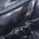 CHANEL Bicolore Cosmetic Pouch Leather Black Gold Tone CC Auth BA14972-19