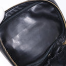 CHANEL Bicolore Cosmetic Pouch Leather Black Gold Tone CC Auth BA14972-20
