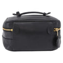 CHANEL Bicolore Cosmetic Pouch Leather Black Gold Tone CC Auth BA14972-2