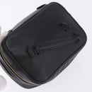 CHANEL Bicolore Cosmetic Pouch Leather Black Gold Tone CC Auth BA14972-7