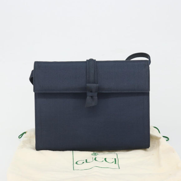 GUCCI Shoulder Bag Nylon Navy Gold Tone 004 110 0277 Auth BA14973