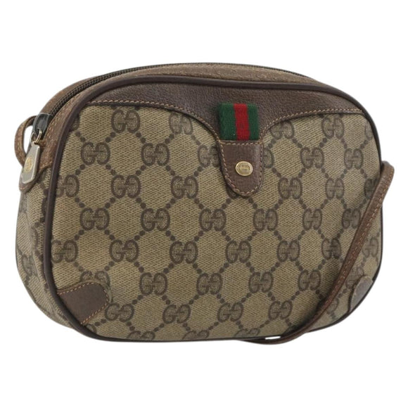 GUCCI GG Supreme Web Sherry Line Shoulder Bag PVC Beige 89 02 066 Auth BA14974