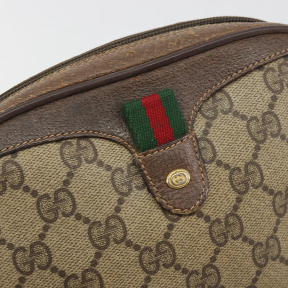 GUCCI GG Supreme Web Sherry Line Shoulder Bag PVC Beige 89 02 066 Auth BA14974