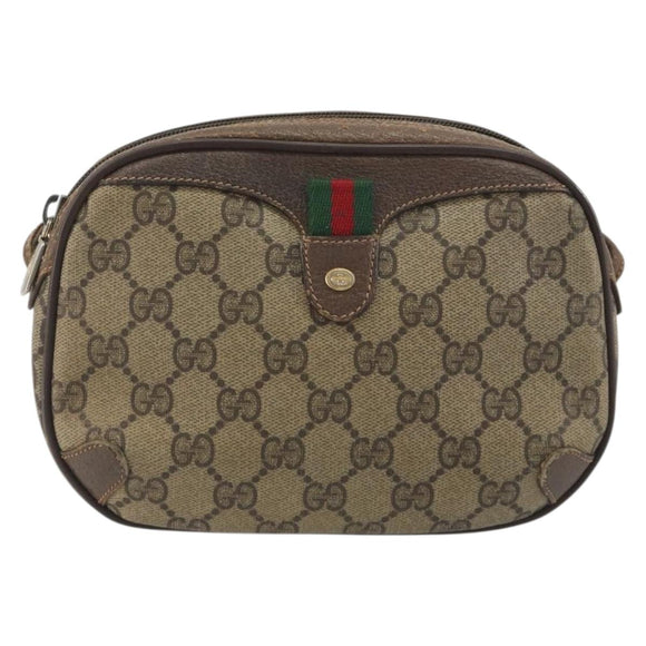 GUCCI GG Supreme Web Sherry Line Shoulder Bag PVC Beige 89 02 066 Auth BA14974
