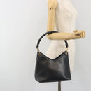 GUCCI Bamboo Shoulder Bag Leather Black Gold Tone 001 3008 Auth BA14975-22