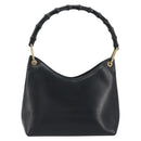 GUCCI Bamboo Shoulder Bag Leather Black Gold Tone 001 3008 Auth BA14975-2