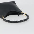 GUCCI Bamboo Shoulder Bag Leather Black Gold Tone 001 3008 Auth BA14975-7