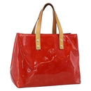 LOUIS VUITTON Monogram Vernis Reade PM Hand Bag Rouge M91088 LV Auth BA14977-1