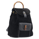 LOUIS VUITTON Bamboo Backpack Suede Black Gold 003 1705 0030 LV Auth BA14987-1