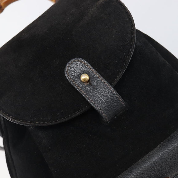 LOUIS VUITTON Bamboo Backpack Suede Black Gold 003 1705 0030 LV Auth BA14987