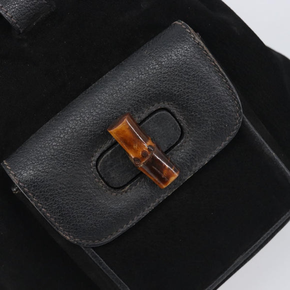 LOUIS VUITTON Bamboo Backpack Suede Black Gold 003 1705 0030 LV Auth BA14987