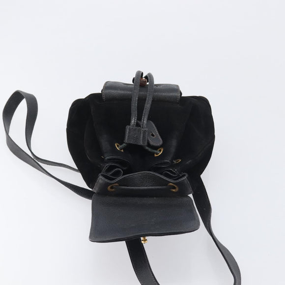 LOUIS VUITTON Bamboo Backpack Suede Black Gold 003 1705 0030 LV Auth BA14987