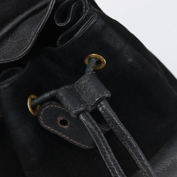 LOUIS VUITTON Bamboo Backpack Suede Black Gold 003 1705 0030 LV Auth BA14987