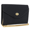 Christian Dior Honeycomb Chain Shoulder Bag Canvas Black Gold Tone Auth BA14988V-1