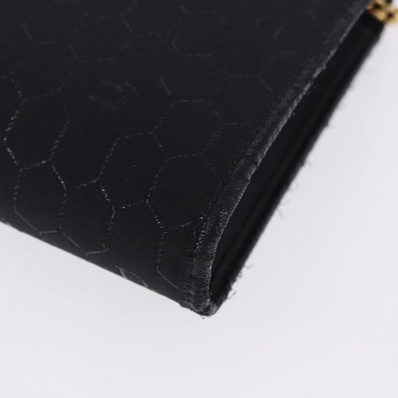 Christian Dior Honeycomb Chain Shoulder Bag Canvas Black Gold Tone Auth BA14988V
