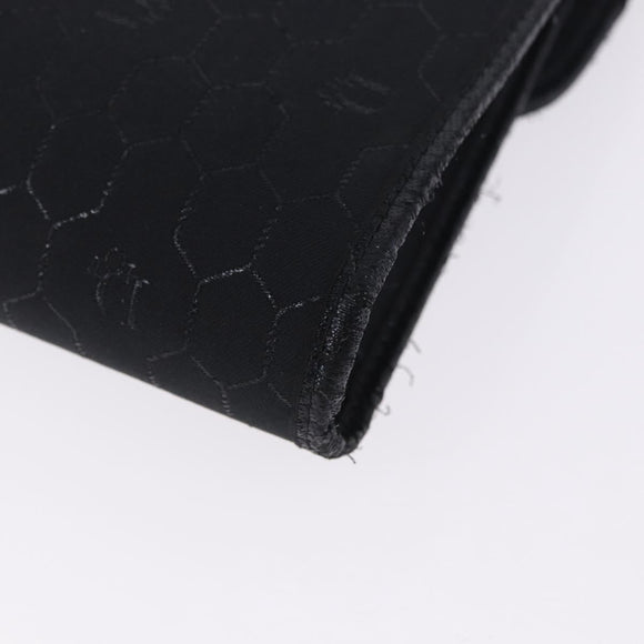 Christian Dior Honeycomb Chain Shoulder Bag Canvas Black Gold Tone Auth BA14988V