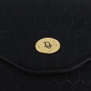 Christian Dior Honeycomb Chain Shoulder Bag Canvas Black Gold Tone Auth BA14988V-14