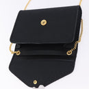 Christian Dior Honeycomb Chain Shoulder Bag Canvas Black Gold Tone Auth BA14988V-15