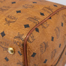 MCM Vicetos Boston Bag PVC Leather Brown Gold Tone Auth BA14989-10