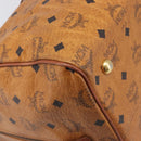 MCM Vicetos Boston Bag PVC Leather Brown Gold Tone Auth BA14989-11